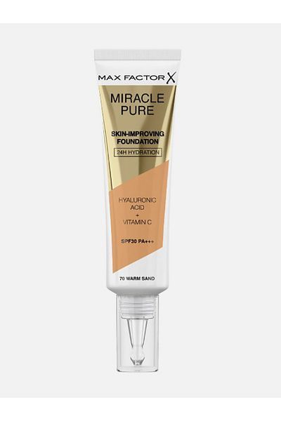 Max Factor كريم أساس ميراكل بيور سكين إمبروفينج 70 - رمل دافئ بعامل حماية من الشمس 30، 30 مل