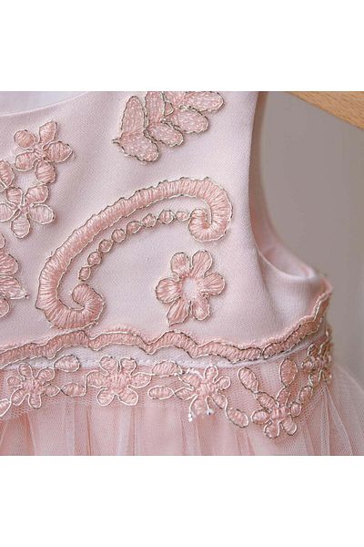 Pamina Elegant Dress for Girls, Pamina, Pink, with Embroidery, 383R - 74 cm, Pink