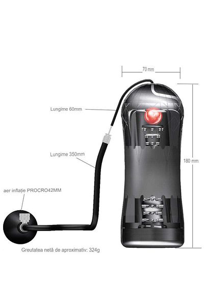 WildFashion Masturbator tip cupa cu pompa de umflare si bila vibratoare, Incolor TOY314A-00