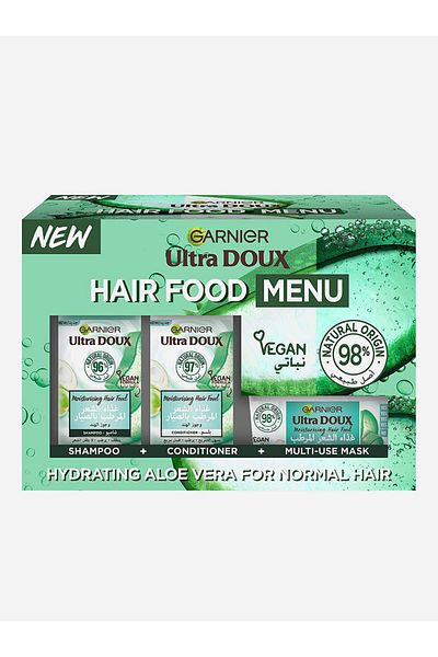 Garnier Ultra Doux Hydrating Aloe Vera Hair Food 3-Step Routine For Normal Hair