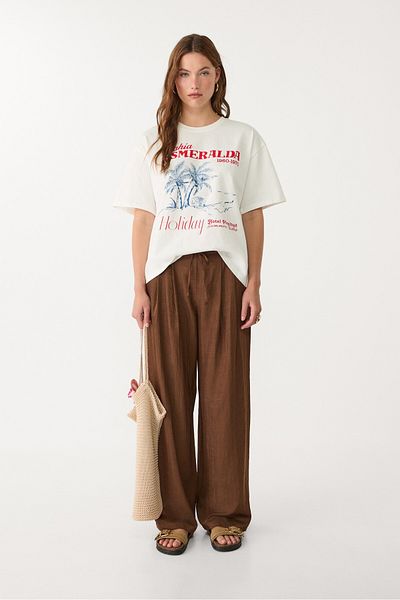 Stradivarius Textured drawstring trousers