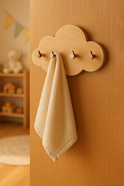 Sodo Home Bulut Ahşap Duvar Askısı Kapı Arkası Askısı Yapıştırılabilir Askılı...
