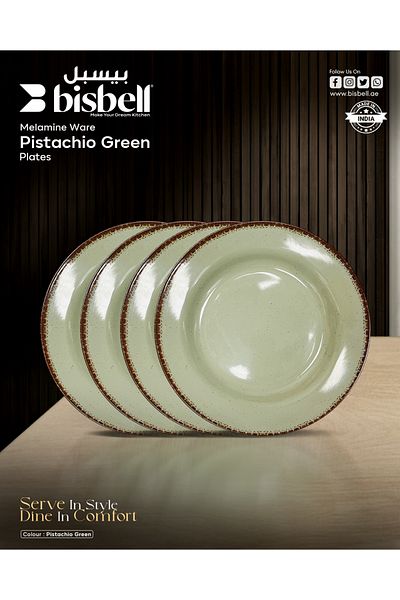 Bisbell 4Pcs 10" Melamine Ware Pistachio Deep Plate - Soup, Pasta, Dessert Plate,BB1660N