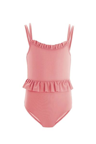 Bravie Girl's Children's Swimsuit with Ruffle Detail at Neck and Waist 5423 Pink