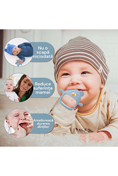 Malvys Teddy bear pacifier, food grade silicone, BPA free, 0-12 months, Blue