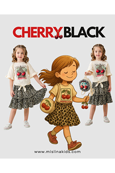 mislina kids Cherry Skirt & T-Shirt & Bag 3-Piece Girl's Combination