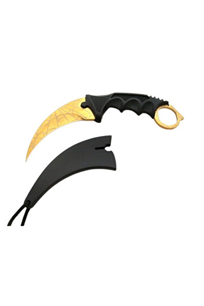 Depox Tréninkový nůž Karambit, zlatý model, design pavučiny, 18,5 cm