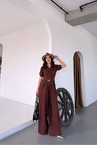 XXL BUTİK Дамски гащеризон с широки крачоли и риза XXL Boutique NBK4197