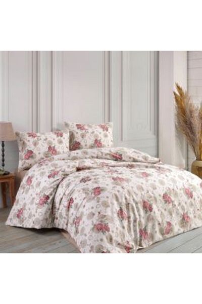 Homelux Set husă pilotă 200x220 cm + 2 fețe de pernă 50x70 cm, Acasa, 100% bumbac, alb/roșu/bej