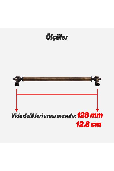 Badem10 Defne Metal Antique Mâner galben antic 128 mm Sertar de mobilier Dulap de bucătărie Mânere dulap Mâner de dulap