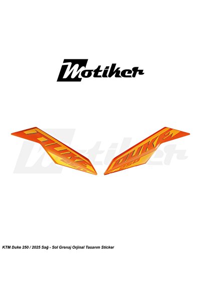Motiker KTM Duke 250 2025 Turuncu Orjinal Sticker Etiket Tasarım Modeli Sağ S...