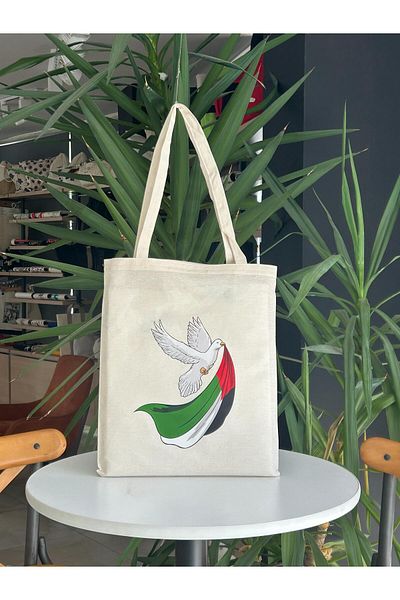 bezçantadünyası Palestine and East Turkestan Two-Way Printed Cloth Bag