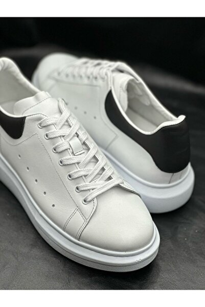 BESS SHOES Genuine Leather White Men's Sports Shoes Orthopedic, Lightweight, Comfortable, Non-Slip Sole, Casual Sneaker