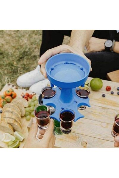 zola Dozator de alcool cu ​​pahare, Zola®, plastic, 13x11 cm, albastru