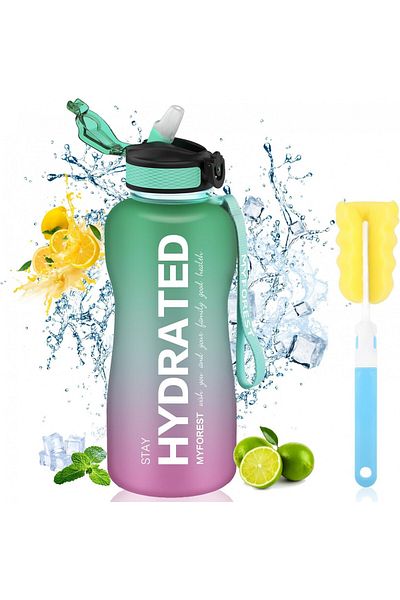 MYFOREST Water Bottle, Silicone, Purple/green, 2.2 L