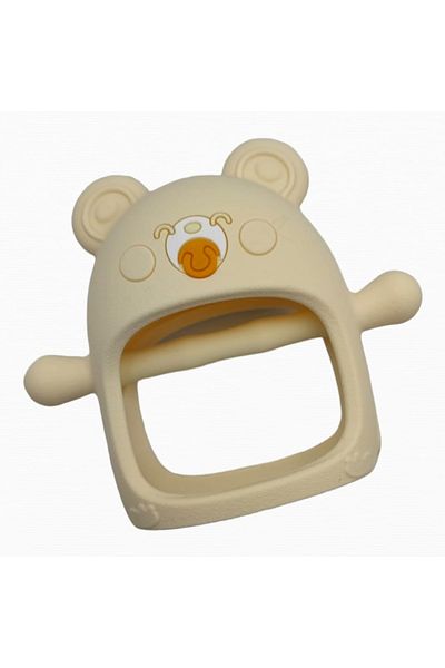Malvys Teddy bear pacifier, food-grade silicone, BPA-free, 0-12 months, White