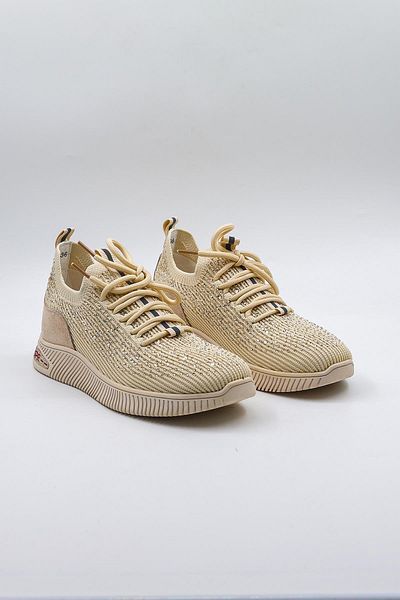 KRISTE BELL Stone Detailed Knitwear Imported Women's Sneakers Sports Shoes Kb0001 Beige