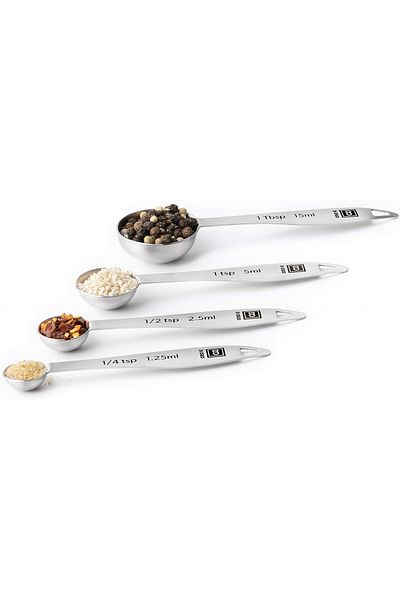di Oro Living Set of 4 DI ORO® measuring spoons, stainless steel, silver, 1.5 - 15 ml