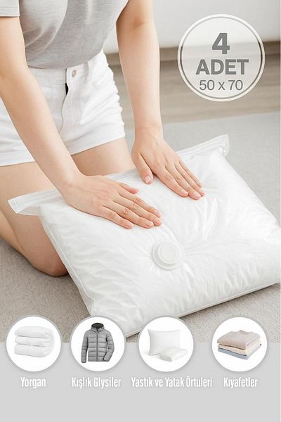 Miabella Home Вакуумна чанта за съхранение, чанта за съхранение на юрган, органайзер за куфар, органайзер за гардероб, вакуумна чанта 50*70 4