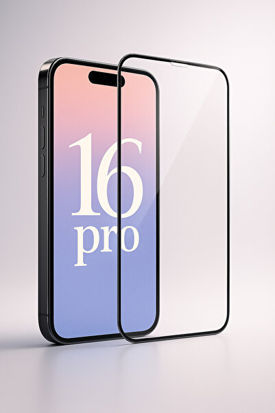 Fibaks Apple iPhone 16 Pro Uyumlu Tam Kapatan Tamperli Cam Ekran Koruyucu Kırılmaz Cam
