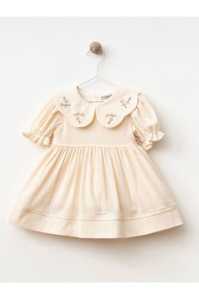 Cherrys Bebek فستان مجعد مطرز بالبابونج