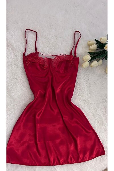 LOVE Balenli Göğüs Kaldıran Balenli Beli Oturtmalı Gecelik