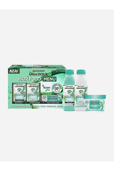 Garnier Ultra Doux Hydrating Aloe Vera Hair Food 3-Step Routine For Normal Hair