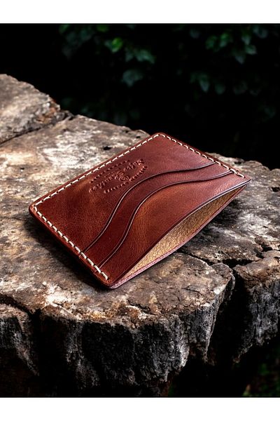 Kalkan deri Handmade Italian Leather 5 Compartment Card Holder – Organic Stitched – Minimal Design Wallet