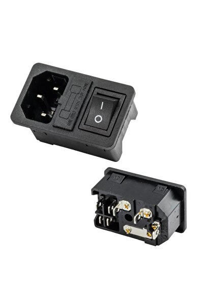 Powermaster IC-214A-S C14 Power Soket Erkek Anahtarlı+Fuseli Kulaksız UL Sert...