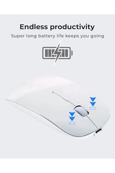 Glassology Dual-Mode Wireless Mouse Bluetooth 5.0 & USB 2.4G, Silent Noiseless Slim Design for Lapto