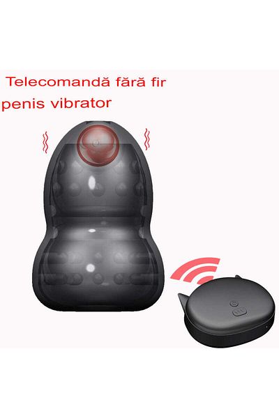 WildFashion Masturbator pentru penis cu telecomanda wireless, tip cupa, din silicon, Negru, TOY316-1