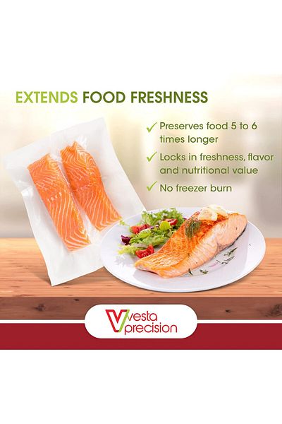 Vesta Precision Set of 25 Vesta Precision vacuum food bags, plastic, transparent, 20.3 x 30.5 cm