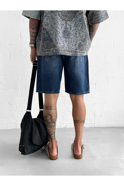 ablukaonline Men's Regular Fit Denim Shorts Navy Blue