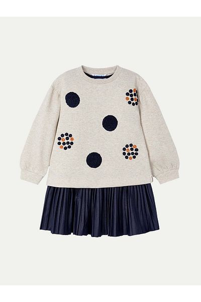MAYORAL Girl's Set of blouse and dress 4922 Beige, Navy blue