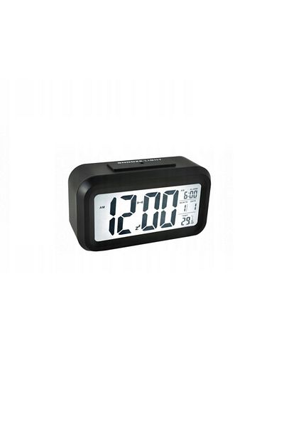 OEM Desk clock, alarm clock, LCD screen, lighting, 12/24h, black