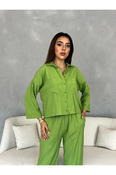 Nesil Women's Suit with Shirt Pocket Detail and Elastic Waist Trousers