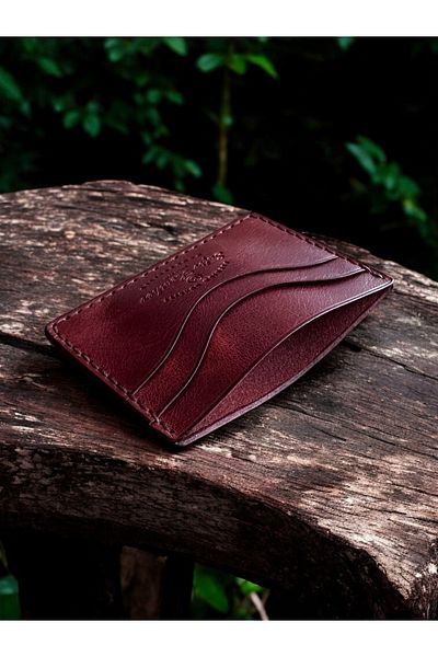 Kalkan deri Handmade Italian Leather 5 Compartment Card Holder – Organic Stitched – Minimal Design Wallet