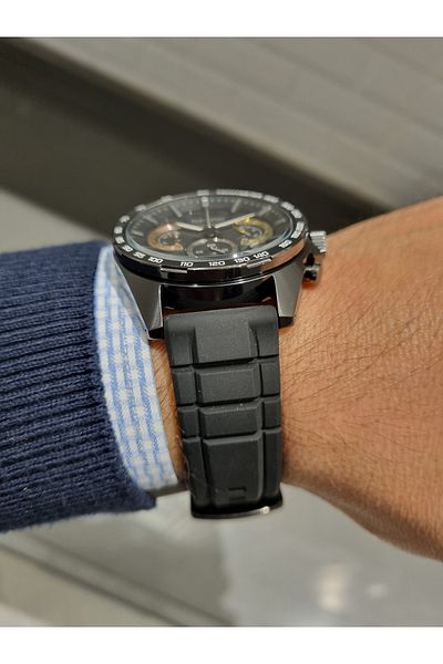 Seiko Seiko Black Dial Calendar Silicone Strap 10 Atm Waterproof Men's Wristwatch