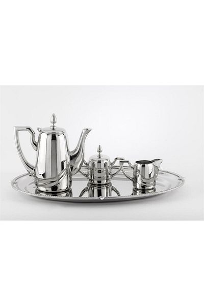 Mikasa Moor Silver Tray Coffee Milk Jug Sugar Bowl Set 51X35X21Cm