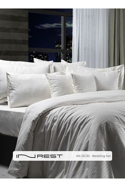 INREST طقم غطاء لحاف روما بلون السكر (بدون حشو) قطن 100% مقاس مفرد 160×230 سم - 4 قطع