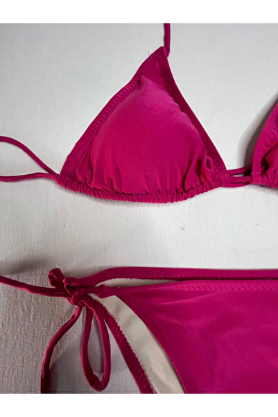 hazelin Γυναικείο σετ μπικίνι με κορδόνια σε σκούρο ροζ λαιμό HZL25S-LC5005