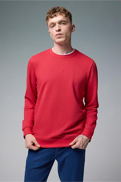 VENA Ανδρικό φούτερ Rich Cherry Melange Crew Neck Regular Fit με 3 κλωστές