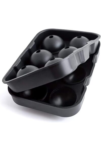 zola Silicone mold for ice balls, 6 spaces for 5x5 cm balls, low temperature resistant, 22x14.5x5 cm, black
