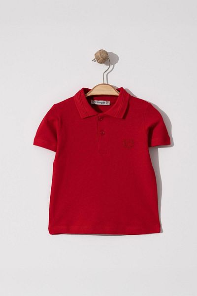Trend Baby Kids Boy's Basic Red Polo Neck Tshirt 6-9 Years