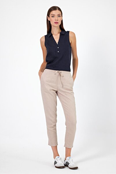 VENA Alian Stoned Linen Γυναικείο Παντελόνι Παραλίας - Ελαστική Μέση