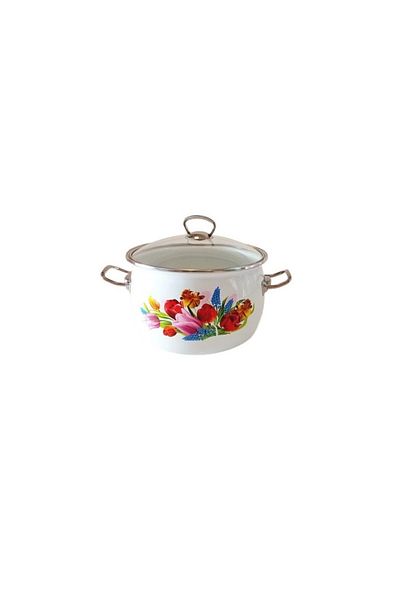 HAPPY COOKING Enamel pot with glass lid 3.5 l Happy cooking