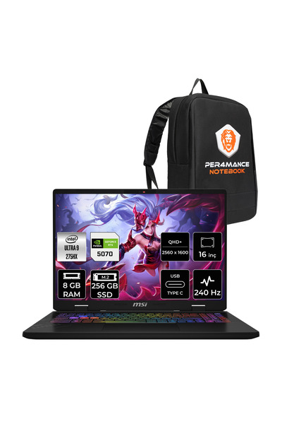 MSI Crosshair 16 HX AI Ultra 9 275HX 8GB 256GB SSD RTX5070/8GB 115W 16" 2K QHD+ 240Hz FDOS Gaming