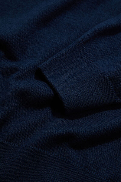 W Collection İNDİGO POLO YAKA UZUN KOLLU KAZAK