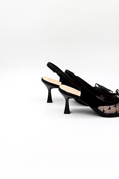 KRISTE BELL Short Heeled Bow Detailed Buckle Stiletto Kb1000 Black