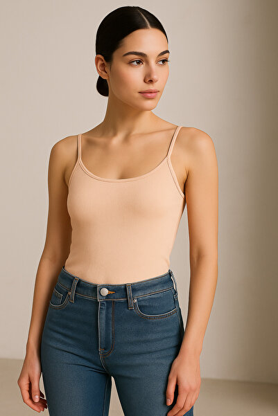 HNX Peach Cotton Thin Strap Ribbed Women's Athlete